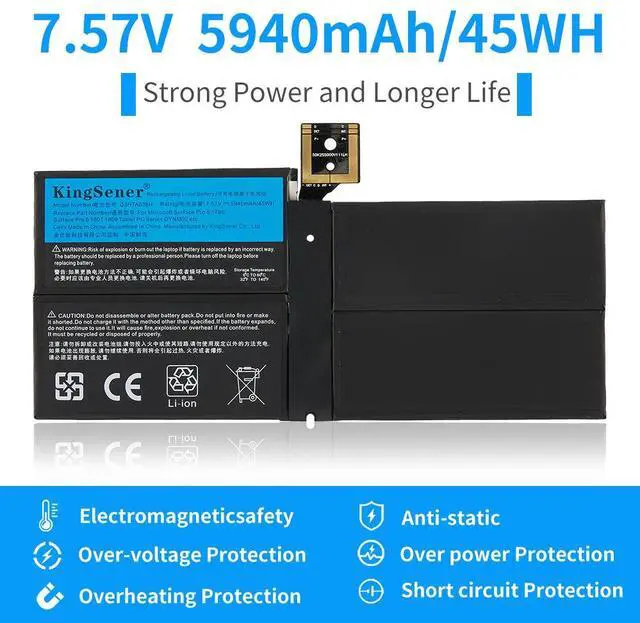 Alt view image 5 of 7 - Kingsener G3HTA038H DYNM02 Laptop Battery for Microsoft Surface Pro 5 1796 Series Tablet 7.57V 45Wh/5940mAh