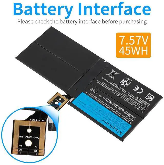 Alt view image 4 of 7 - Kingsener G3HTA038H DYNM02 Laptop Battery for Microsoft Surface Pro 5 1796 Series Tablet 7.57V 45Wh/5940mAh