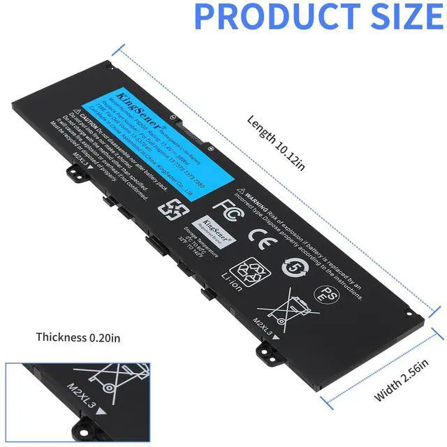Alt view image 2 of 7 - Kingsener F62G0 11.4V 38WH Laptop battery For DELL Inspiron 13 5370 7370 7373 7380 7386 Vostro 5370 RPJC3 39DY5