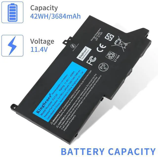 Alt view image 6 of 7 - Kingsener DJ1J0 Laptop Battery Notebook Battery For DELL Latitude 7280 7290 7380 7480 7490 Tablet 11.4V 42wh