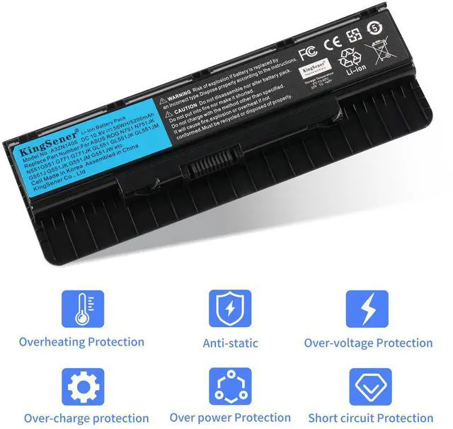 Alt view image 4 of 6 - KingSener A32N1405 Laptop Battery Notebook Battery for ASUS ROG N551 N751 N751JK G551 G771 G771JK GL551 GL551JK GL551JM G551J G551JK G551JM G551JW