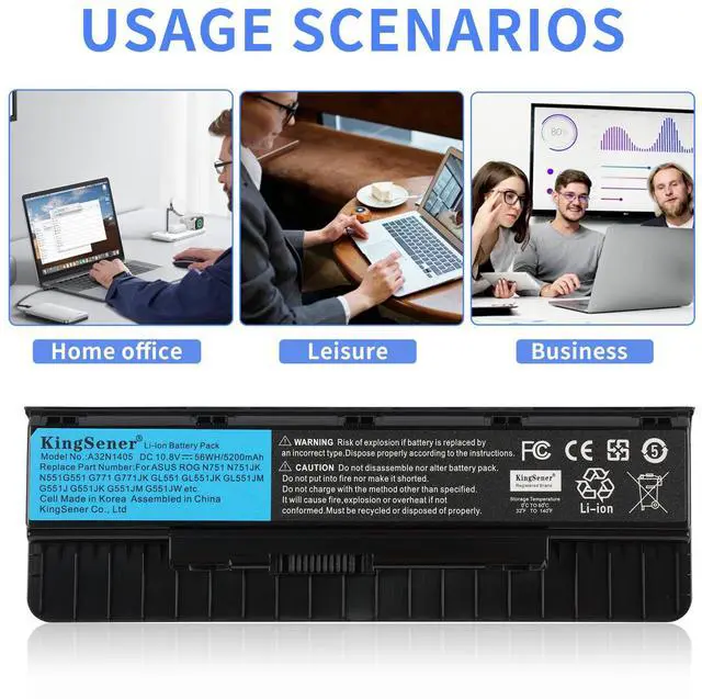 Alt view image 3 of 6 - KingSener A32N1405 Laptop Battery Notebook Battery for ASUS ROG N551 N751 N751JK G551 G771 G771JK GL551 GL551JK GL551JM G551J G551JK G551JM G551JW