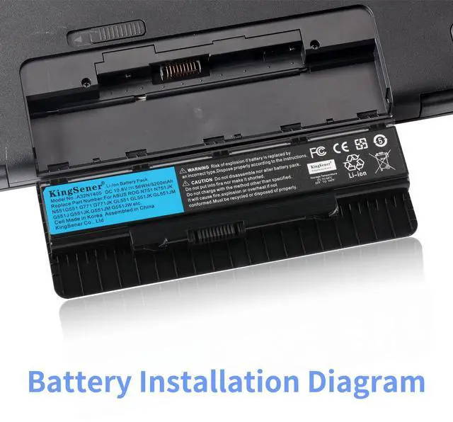 Alt view image 6 of 6 - KingSener A32N1405 Laptop Battery Notebook Battery for ASUS ROG N551 N751 N751JK G551 G771 G771JK GL551 GL551JK GL551JM G551J G551JK G551JM G551JW