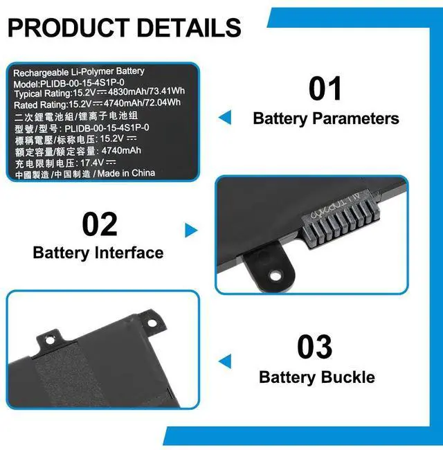 Alt view image 6 of 7 - KingSener PLIDB-00-15-4S1P Laptop battery For Schenker Vision 15 ntel NUC M15