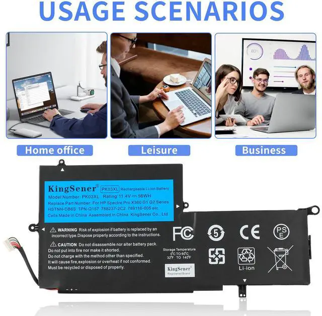 Alt view image 3 of 7 - KingSener PK03XL Laptop Battery for HP Spectre Pro X360 Spectre 13 HSTNN-DB6S 6789116-005 11.4V 56WH Free 2 Years Warrranty Notebook Replacement