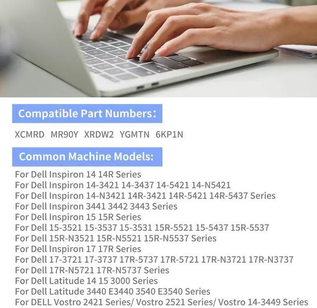 Alt view image 7 of 7 - KingSener 2800mAh 40WH XCMRD Laptop Battery for DELL Inspiron 3421 3721 5421 5521 5721 3521 5537 Vostro 2421 2521 Notebook battery