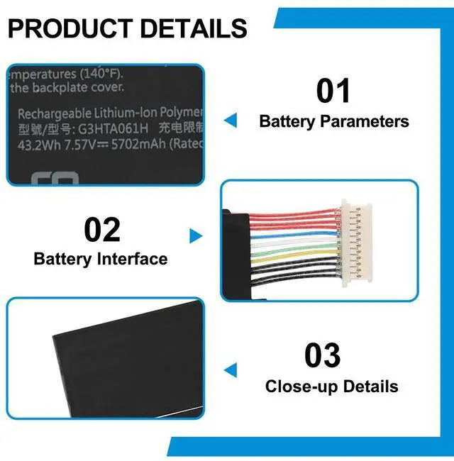 Alt view image 6 of 7 - Kingsener G3HTA061H Tablet Battery For Microsoft Surface Pro 7 1866 Series 7.57V 43.2WH 5702MAH