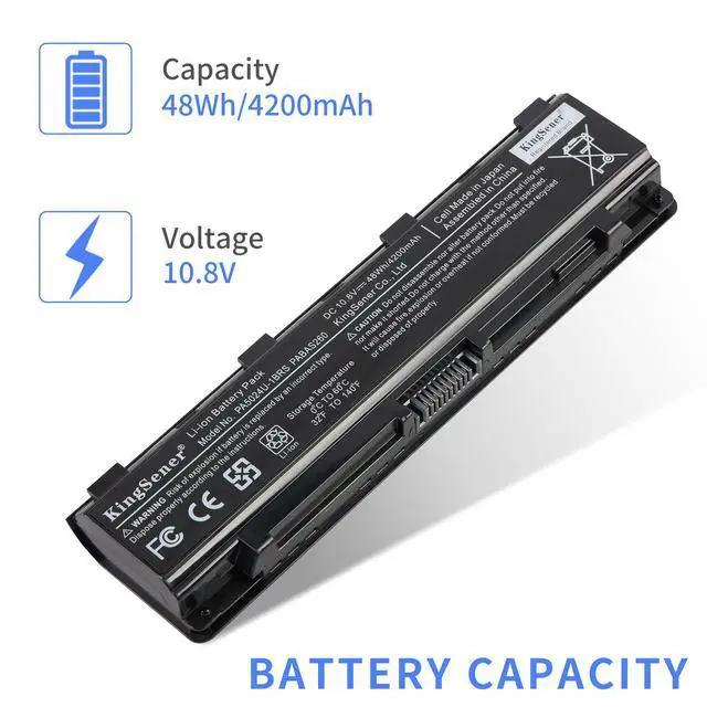 Alt view image 6 of 7 - PA5024U Laptop Battery Notebook Batteries For Toshiba Satellite C800 C850 C870 L800 L830 L840 L850 L855 L870 PA5025U PA5024U-1BRS PABAS260