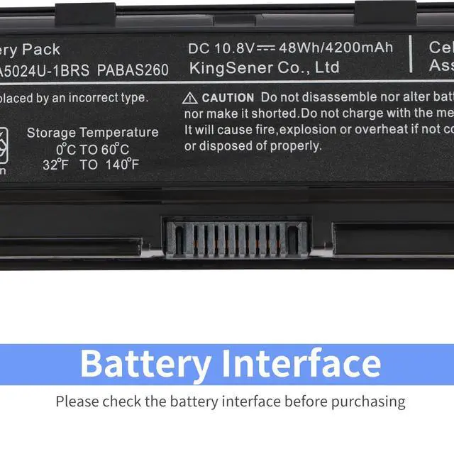 Alt view image 4 of 7 - PA5024U Laptop Battery Notebook Batteries For Toshiba Satellite C800 C850 C870 L800 L830 L840 L850 L855 L870 PA5025U PA5024U-1BRS PABAS260