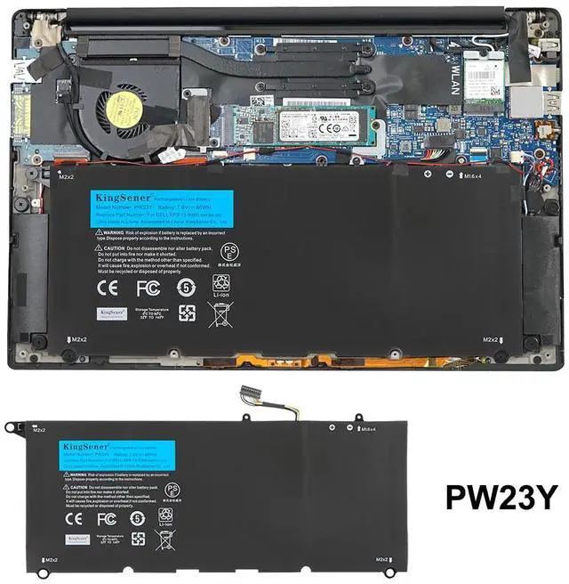 Alt view image 7 of 7 - Kingsener PW23Y Notebook Replacement New Laptop Battery for DELL XPS 13 9360 Series RNP72 TP1GT PW23Y 7.6V 60WH