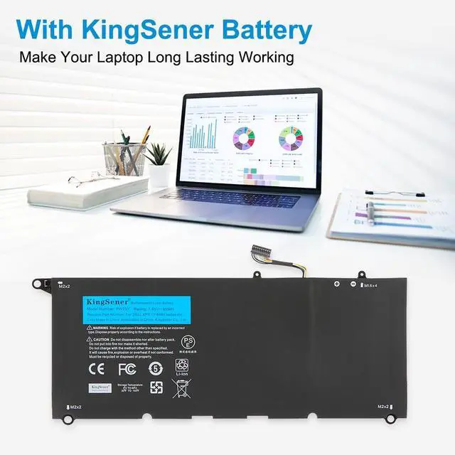 Alt view image 4 of 7 - Kingsener PW23Y Notebook Replacement New Laptop Battery for DELL XPS 13 9360 Series RNP72 TP1GT PW23Y 7.6V 60WH