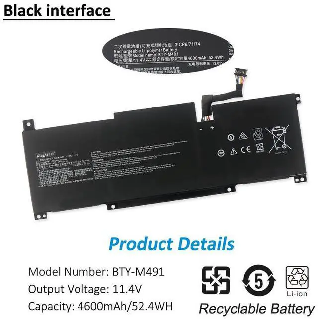 Alt view image 4 of 6 - Kingsener BTY-M491 Laptop Battery For MSI Modern 15 A10RB/ 15 A10RB-041TW/15 A10RB-033CN /15 A10RB-034CN /15 A10M-035CN 4600mAh/52.4WH