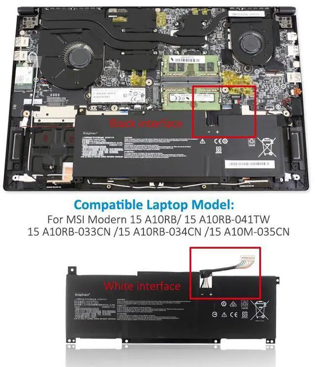 Alt view image 6 of 6 - Kingsener BTY-M491 Laptop Battery For MSI Modern 15 A10RB/ 15 A10RB-041TW/15 A10RB-033CN /15 A10RB-034CN /15 A10M-035CN 4600mAh/52.4WH