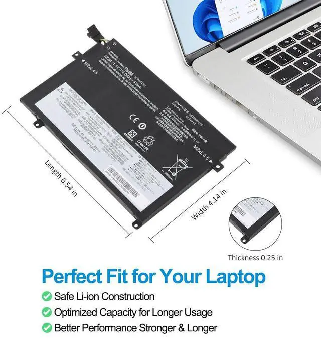 Alt view image 5 of 7 - Kingsener Laptop Battery For Lenovo ThinkPad E470 E470C E475 SB10K97568 SB10K97569 SB10K97570 01AV413 01AV411 01AV412