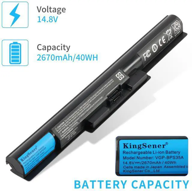 Alt view image 6 of 7 - KingSener VGP-BPS35A Laptop Battery For Sony BPS35 VGP-BPS35 For VAIO Fit 14E VAIO Fit 15E Series SVF1421X2EB SVF15217SC 2670mAh 40WH