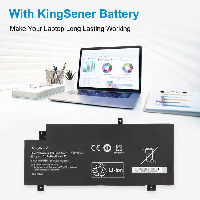 Alt view image 4 of 6 - KingSener VGP-BPS34 Laptop Battery For SONY Vaio Fit 15 Touch SVF15A1ACXB SVF15A1ACXS SVF14A BPS34 VGP-BPL34 3650mAh