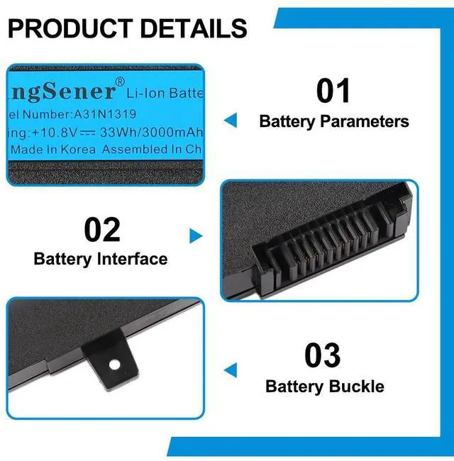 Alt view image 6 of 7 - KingSener A31N1319 Battery For Asus R512 R512C R512CA F551 F551C F551M D550 D550C D550CA 33WH