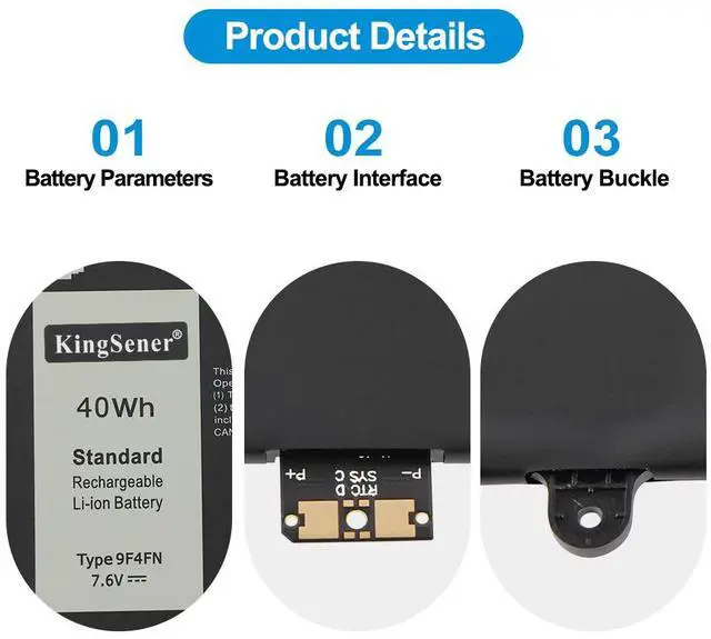 Alt view image 6 of 7 - KingSener 9F4FN Replacement Battery For Dell Latitude 3420 Series 7.6V 40WH/5000mAh