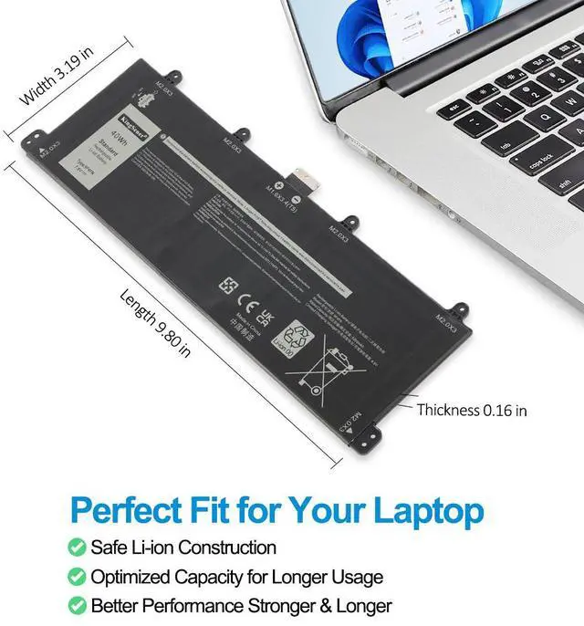 Alt view image 5 of 7 - KingSener 9F4FN Replacement Battery For Dell Latitude 3420 Series 7.6V 40WH/5000mAh