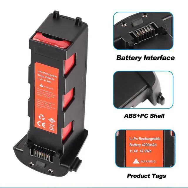 Alt view image 5 of 7 - KingSener Li-Po Rechargeable Battery For Hubsan Zino H117S GPS RC Drone 11.4V 4200mAh
