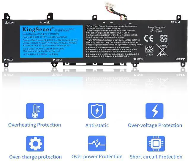 Alt view image 5 of 7 - KingSener C31N1806 Laptop Battery For Asus VivoBook S330F S330UA X330FA X330FL X330UA K330FA R330UN 42Wh/3640mAh