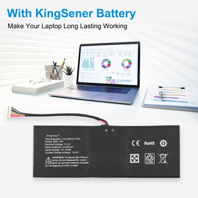 Alt view image 3 of 7 - KingSener GNC-J40 Laptop Battery For Gigabyte P34W V3 P34W V5 P34K V7 P34K V5 Series 961TA013F 4030mAh/61.25Wh