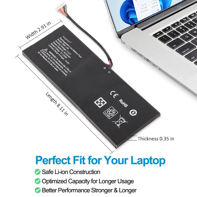 Alt view image 4 of 7 - KingSener GNC-J40 Laptop Battery For Gigabyte P34W V3 P34W V5 P34K V7 P34K V5 Series 961TA013F 4030mAh/61.25Wh