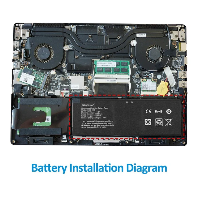 Alt view image 6 of 7 - KingSener GNC-J40 Laptop Battery For Gigabyte P34W V3 P34W V5 P34K V7 P34K V5 Series 961TA013F 4030mAh/61.25Wh