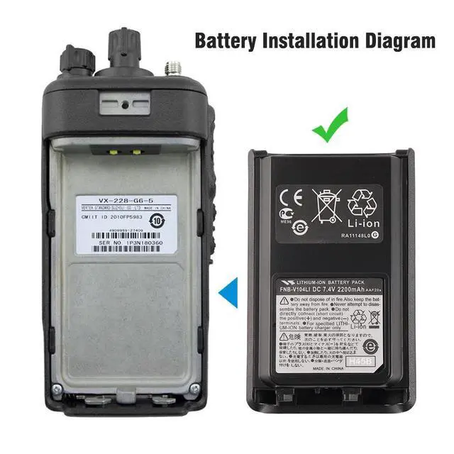 Alt view image 4 of 7 - KingSener FNB-V104LI Replacement Battery for Vertex VX231 Two-Way Radio 2200mAh 7.4V