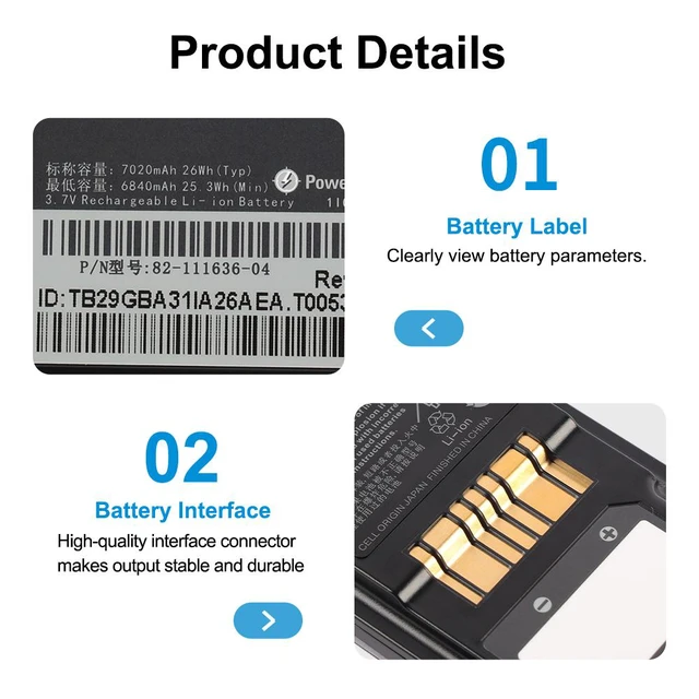 Alt view image 6 of 7 - KingSener 82-111636-04 Battery for Zebra Symbol MC9500 Mobile Computer 7020mAh 3.7V 26Wh