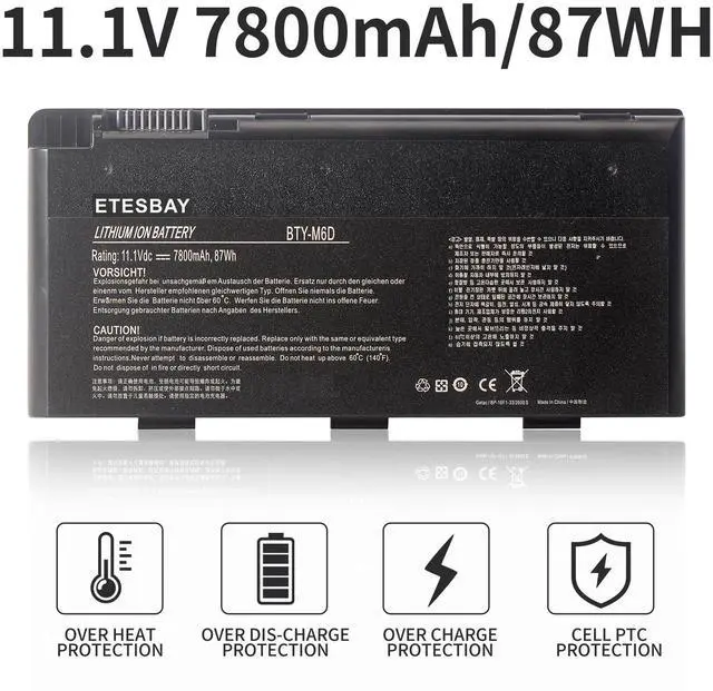 Alt view image 3 of 7 - Kingsener BTY-M6D Laptop Battery for MSI GT60 GT70 GX780R GX680 GX780 GT780R GT660R GT663R GX660 GT680R GT783R 9CELLS Replacement Notebook Battery