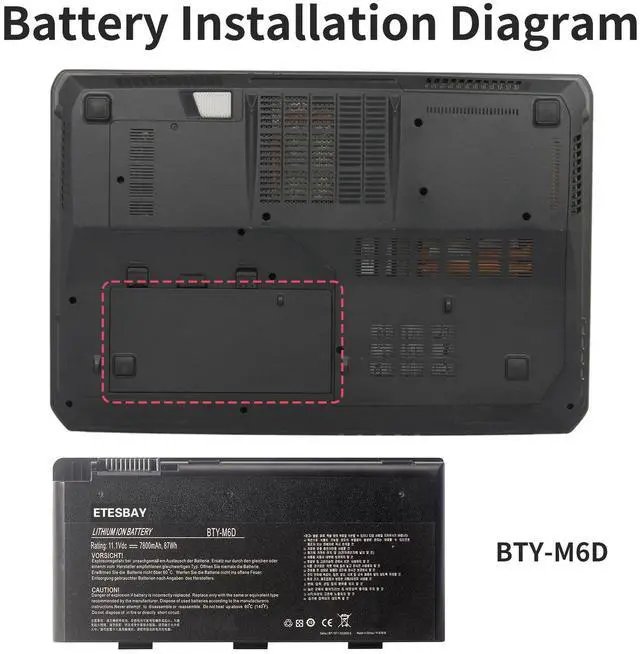 Alt view image 7 of 7 - Kingsener BTY-M6D Laptop Battery for MSI GT60 GT70 GX780R GX680 GX780 GT780R GT660R GT663R GX660 GT680R GT783R 9CELLS Replacement Notebook Battery