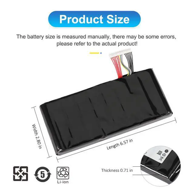 Alt view image 4 of 6 - BTY-L77 Battery For MSI GT72 GT72S GT72V GT72VR GT80 GT80S WT72 83.25Wh