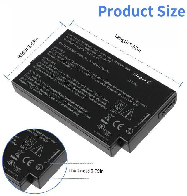 Alt view image 2 of 7 - KingSener 10.8V 8700mAh BP3S3P2900 Laptop Battery For Getac B300 B300X BP3S3P2900 (P) 4418144000490 3ICR19/66-3 94WH