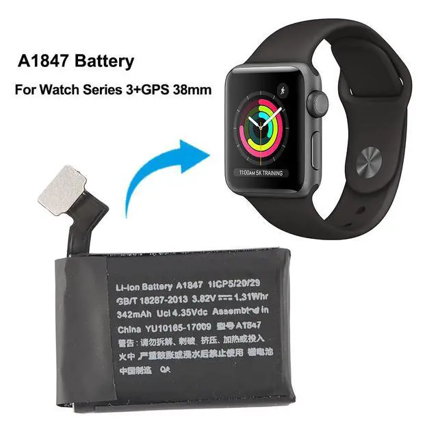 Alt view image 5 of 7 - KingSener A1847 Battery 342mAh 3.81V Replacement for Apple Watch Series 3 38mm GPS Cellular
