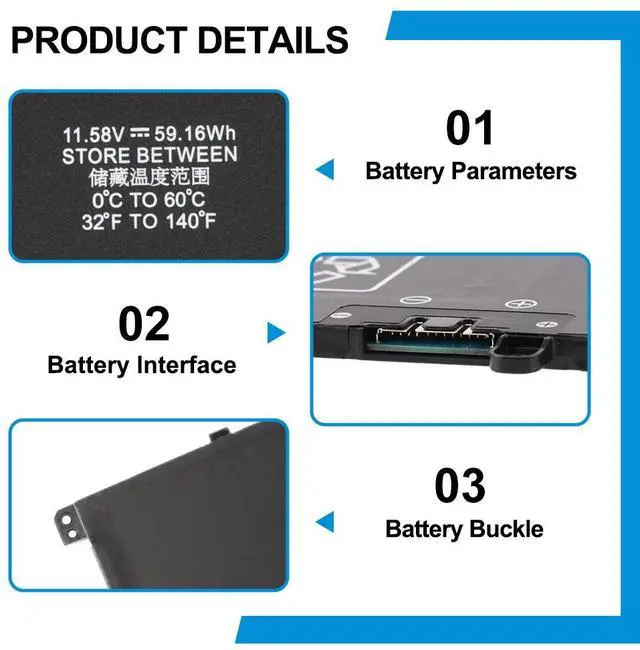 Alt view image 6 of 7 - KingSener GD03XL Replacement Battery for HP Envy x360 14 OmniBook X 14 EliteBook Ultra G1q 59.16Wh