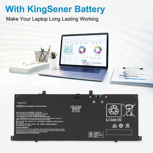 Alt view image 4 of 7 - KingSener GD03XL Replacement Battery for HP Envy x360 14 OmniBook X 14 EliteBook Ultra G1q 59.16Wh