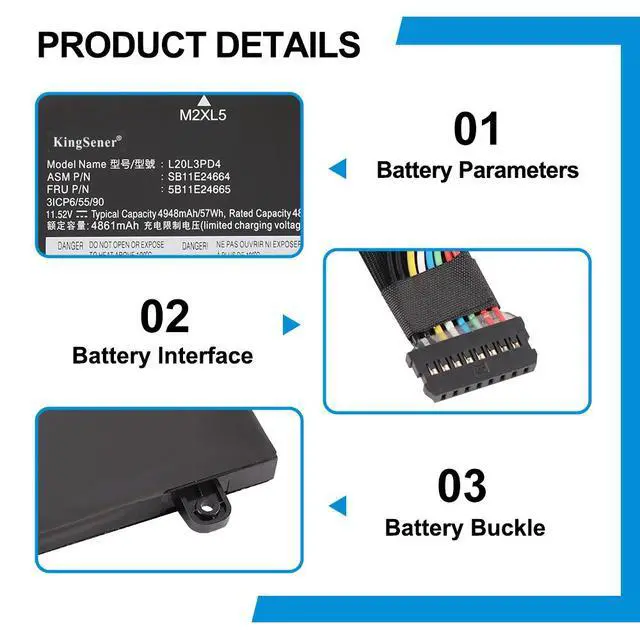 Alt view image 6 of 7 - KingSener L20L3PD4 Laptop Battery For Lenovo Thinkpad E14 Gen3/ E15 Gen3 2021 E14 Gen4