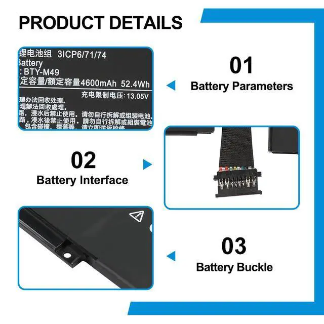 Alt view image 6 of 7 - Kingsener BTY-M49 Laptop battery For Prestige 14 A10SC-057RU A10SC-009 A10RB-015CN i7-10710U A10RAS A10M MS-14C1 MS-14D1 52.4WH