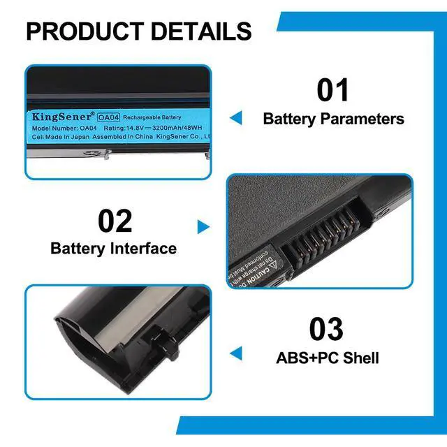 Alt view image 6 of 7 - KingSener OA04 Replacement Battery For HP 15 TouchSmart Notebook series 15-d035dx 15-d053cl 15-d069wm