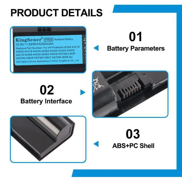 Alt view image 6 of 7 - KingSener PR06 Replacement Battery For HP Probook 4431s 4435s 4436s 4441s 4446s 10.8V 56Wh