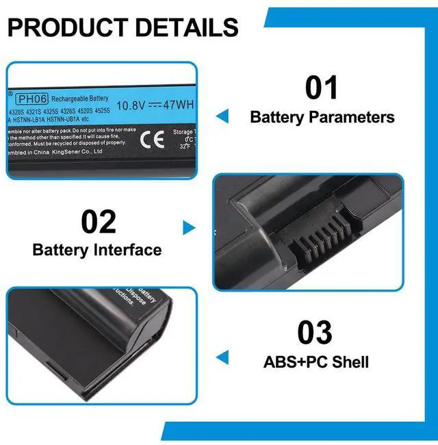 Alt view image 6 of 7 - KingSener PH06 Laptop Battery For HP Compaq 320 321 325 326 Series 10.8V 47Wh