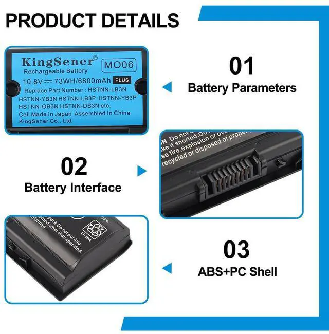 Alt view image 6 of 6 - KingSener MO06 Replacement Battery For HP Pavilion DV4-5004TX DV4-5003TX 5006TX DV4-5209TX DV4-5215TX