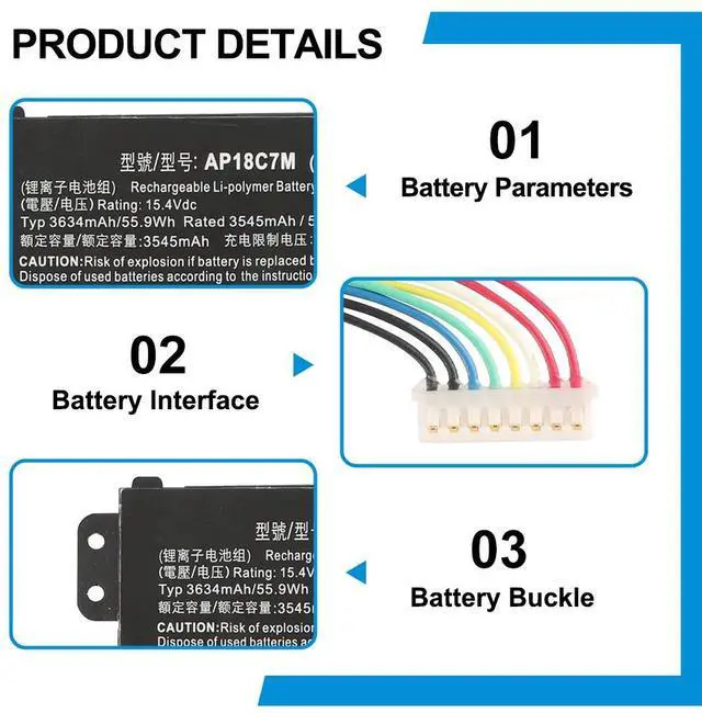 Alt view image 6 of 7 - KingSener AP18C7M Battery Replacement for Acer Swift 3 SF313-52 SF313-53 SF316-51 Swift 5 SF514
