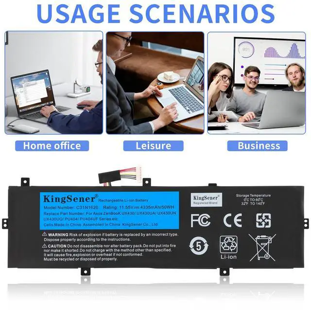 Alt view image 3 of 7 - Kingsener C31N1620 Laptop Battery For Asus ZenBook UX430U UX430UN UX430UQ UX430UA UX430UQ-GV015T PRO PU404 PU404UF 11.55V 50WH