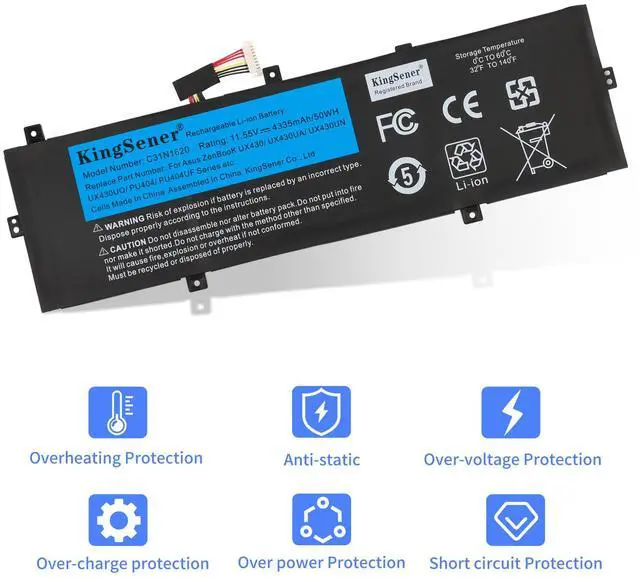 Alt view image 5 of 7 - Kingsener C31N1620 Laptop Battery For Asus ZenBook UX430U UX430UN UX430UQ UX430UA UX430UQ-GV015T PRO PU404 PU404UF 11.55V 50WH