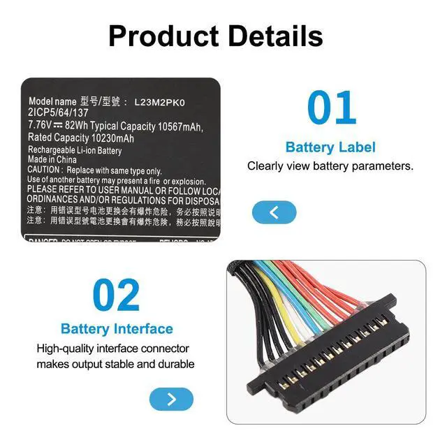 Alt view image 4 of 7 - KingSener L23M2PK0 Replacement Battery For Lenovo Legion Go 8APU1 AMD Handheld 7.76V 82Wh