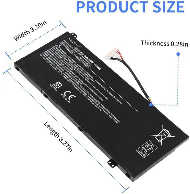 Alt view image 2 of 7 - KingSener AC17A8M For Acer Battery 3Cell 5170Mah Sp314-51 Sp314-52 Series 3ICP7/61/80
