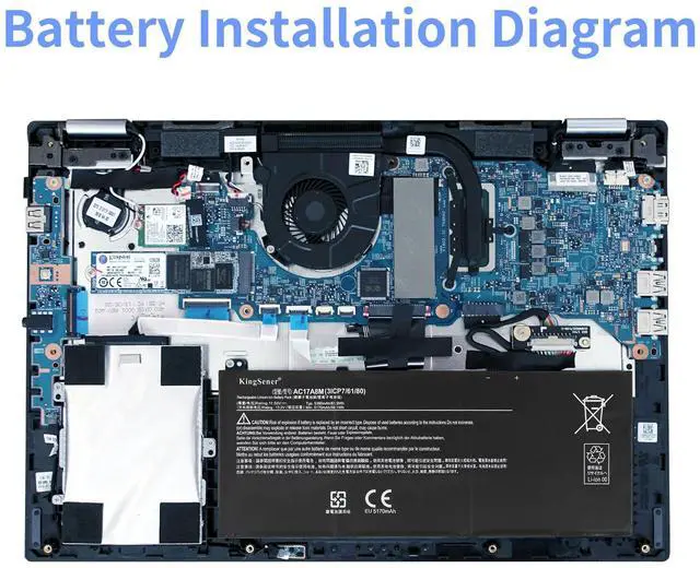 Alt view image 7 of 7 - KingSener AC17A8M For Acer Battery 3Cell 5170Mah Sp314-51 Sp314-52 Series 3ICP7/61/80