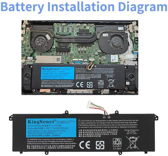 Alt view image 6 of 7 - KingSener C31N1905 Laptop Battery For ASUS VivoBook S14 S433FA-AM035T 50Wh 11.55V long cable